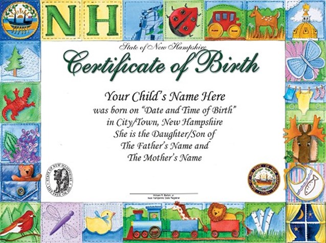 Sample of Heirloom Birth Certificate